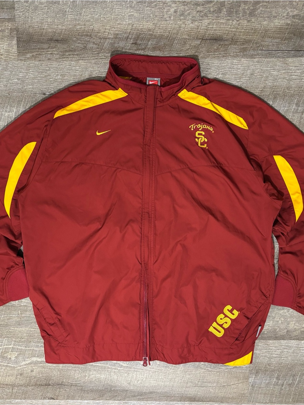 Y2K Nike USC Trojans Jacket Men's XL Red Full Zip Embroidered 2000's READ
